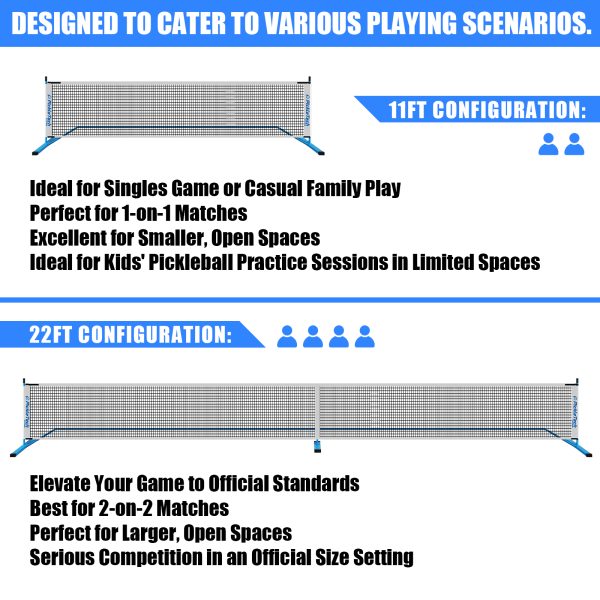 PICKLETECH 2-in-1 PORTABLE PICKLEBALL NET (BLUE) - Image 2
