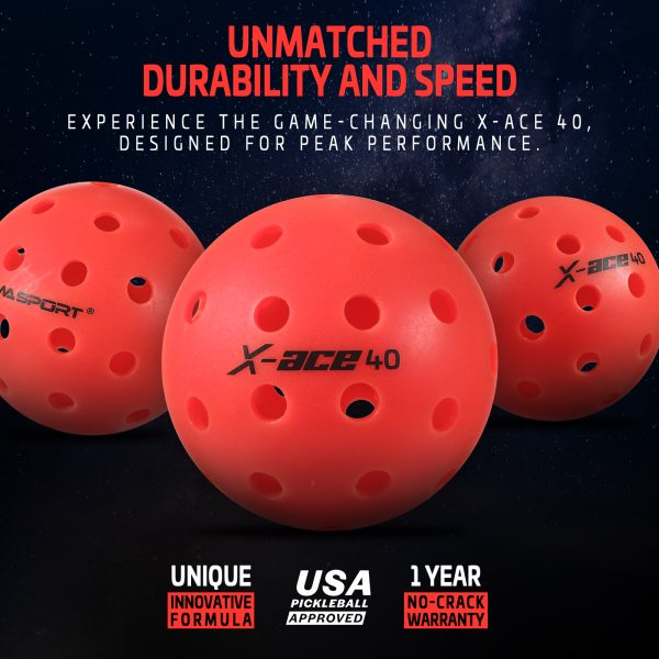 AMA SPORT X-ACE 40 PICKLEBALL BALLS (RED) - Image 3