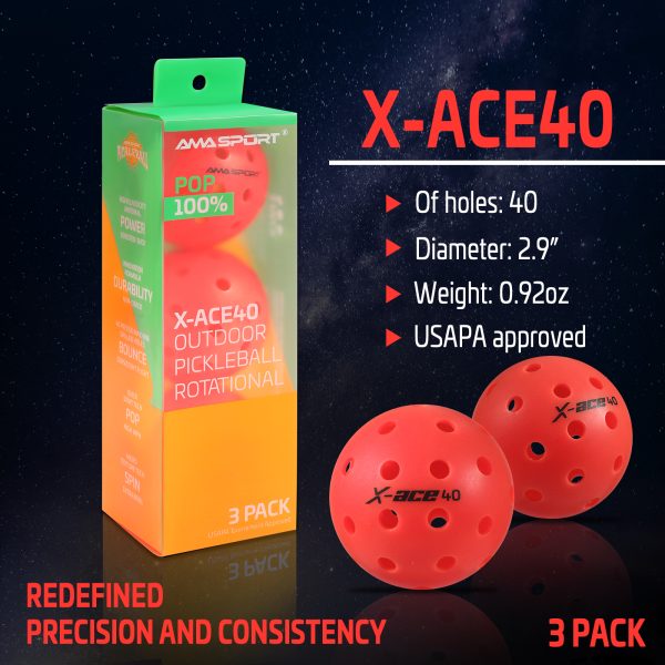 AMA SPORT X-ACE 40 PICKLEBALL BALLS (RED) - Image 6