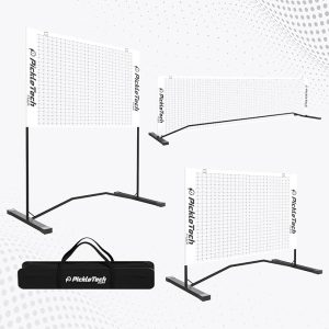 PICKLETECH 3-in-1 PORTABLE ADJUSTABLE PICKLEBALL NET (BLACK/WHITE)
