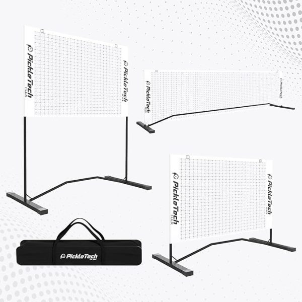 PICKLETECH 3-in-1 PORTABLE ADJUSTABLE PICKLEBALL NET (BLACK/WHITE)