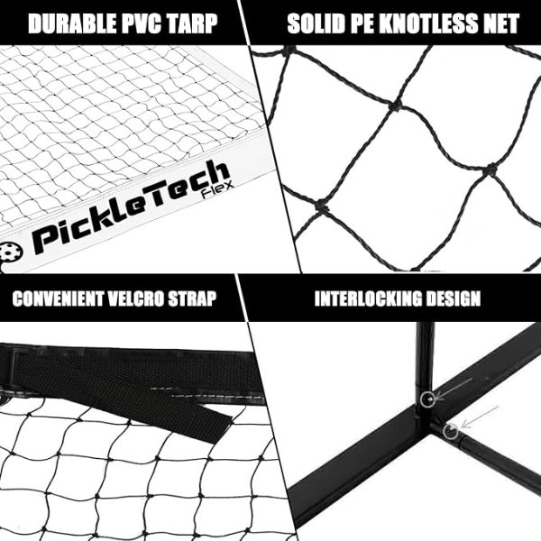 PICKLETECH 3-in-1 PORTABLE ADJUSTABLE PICKLEBALL NET (BLACK/WHITE) - Image 2
