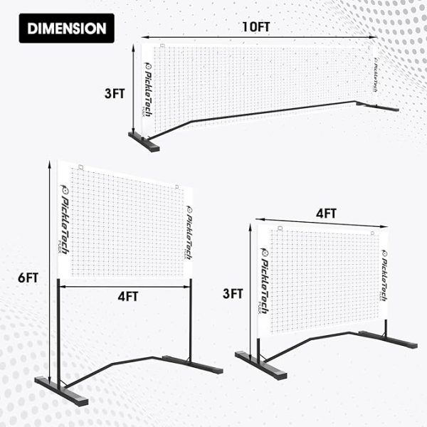 PICKLETECH 3-in-1 PORTABLE ADJUSTABLE PICKLEBALL NET (BLACK/WHITE) - Image 5