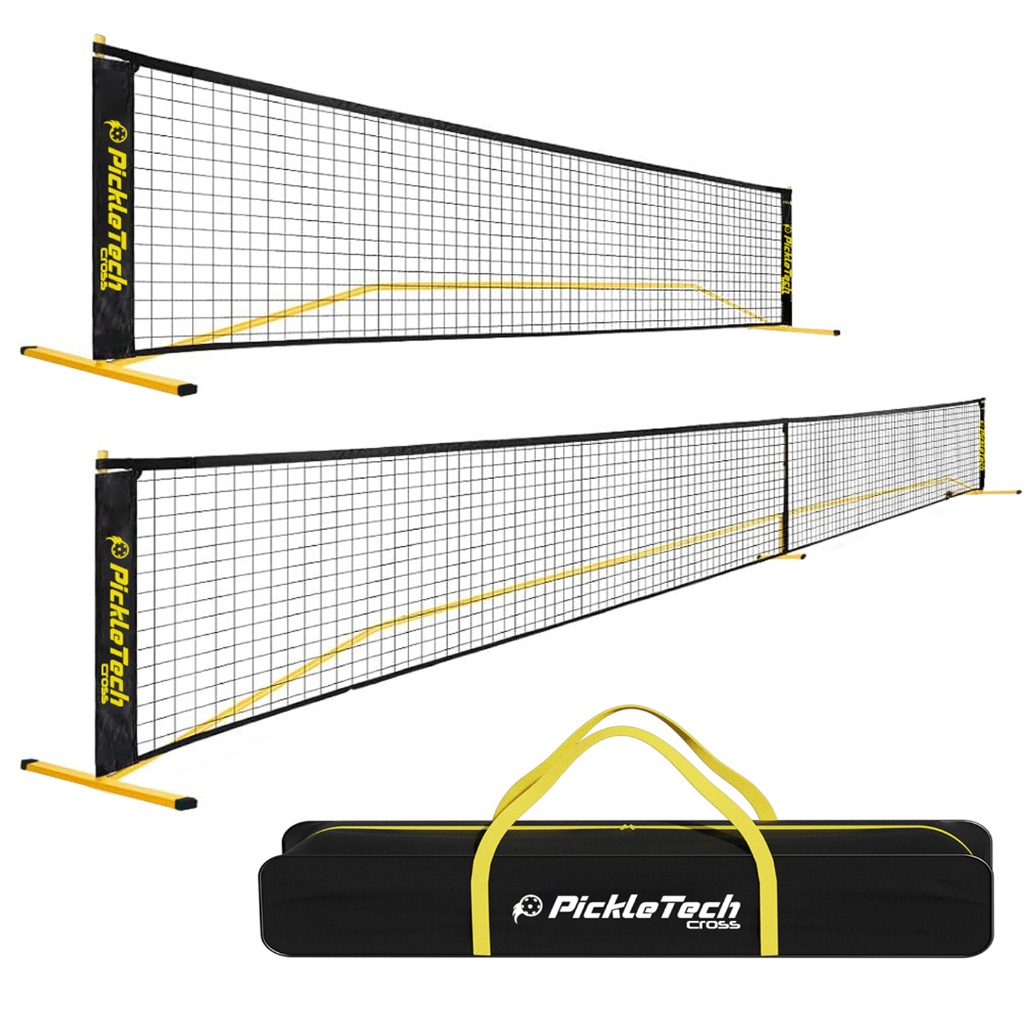 PICKLETECH 2-in-1 PORTABLE PICKLEBALL NET (BLACK/YELLOW)