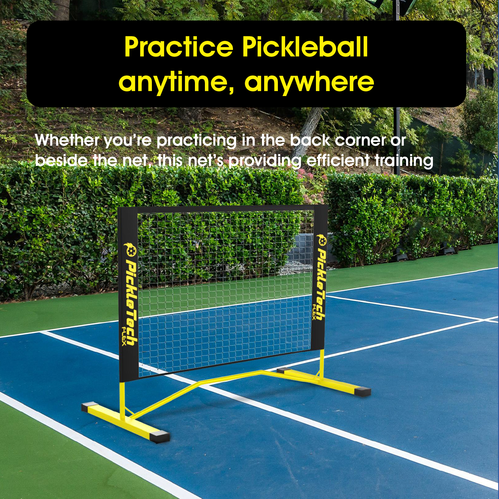 PICKLETECH 3-in-1 PORTABLE ADJUSTABLE PICKLEBALL NET (BLACK/YELLOW) - Image 7