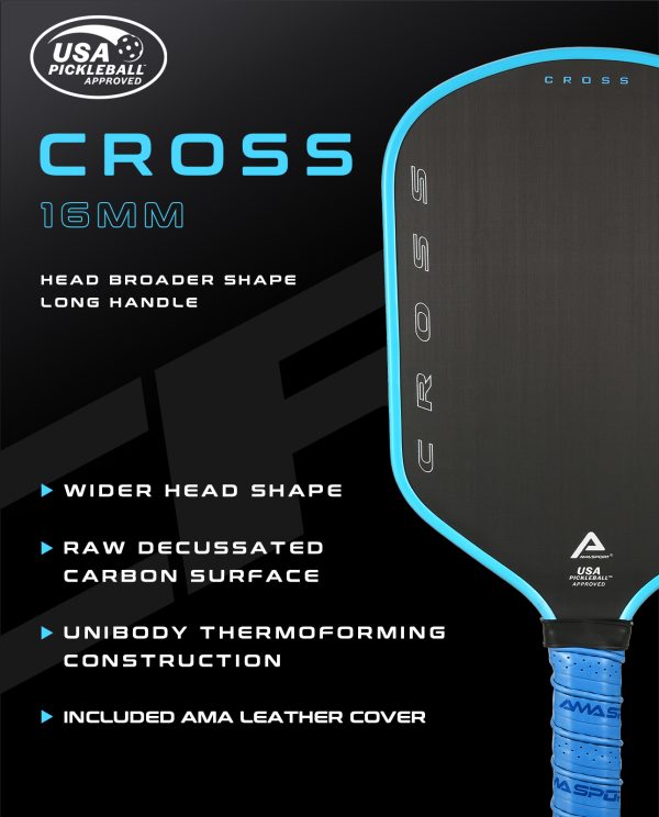AMA SPORT CROSS 16MM PICKLEBALL PADDLE + PADDLE CASE - Image 2