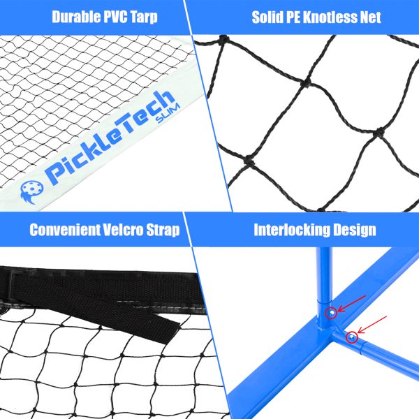 PICKLETECH 4.0-SLIM PORTABLE PICKLEBALL NET BLUE - Image 4
