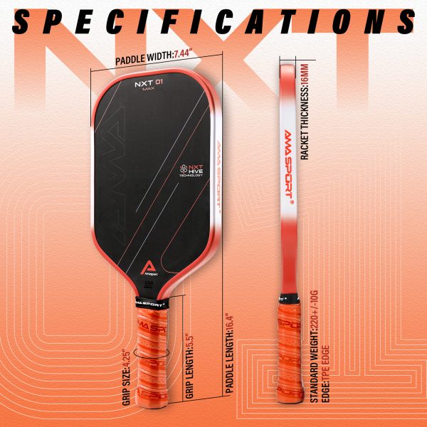AMA SPORT NXT-01 MAX 16MM PICKLEBALL PADDLE - Image 6
