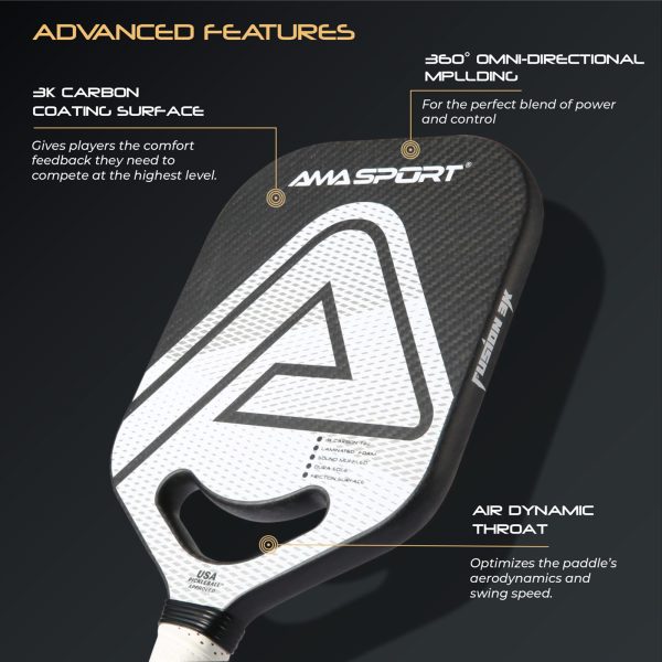 AMA SPORT FUSION 3K 20MM PICKLEBALL PADDLE - Image 6