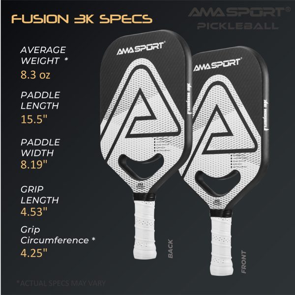 AMA SPORT FUSION 3K 20MM PICKLEBALL PADDLE - Image 7
