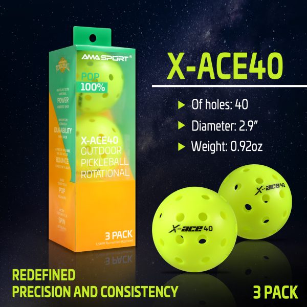 AMA SPORT X-ACE 40 PICKLEBALL BALLS (GREEN) - Image 6