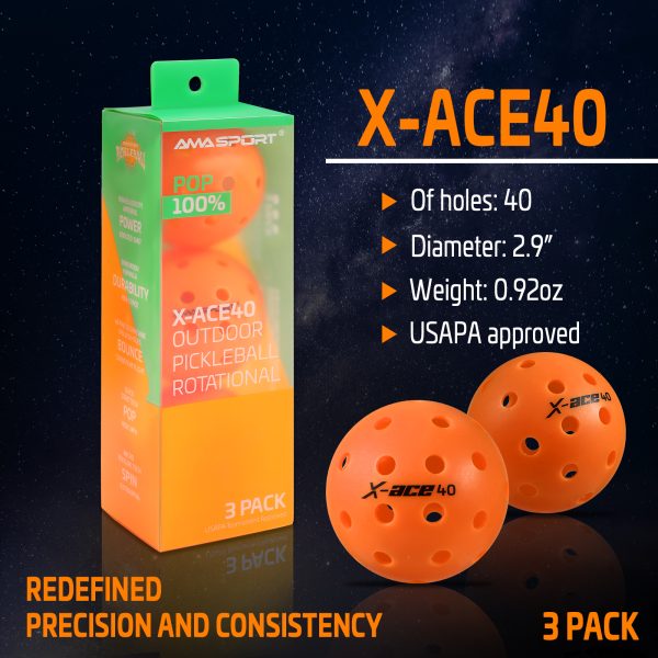 AMA SPORT X-ACE 40 PICKLEBALL BALLS (ORANGE) - Image 6